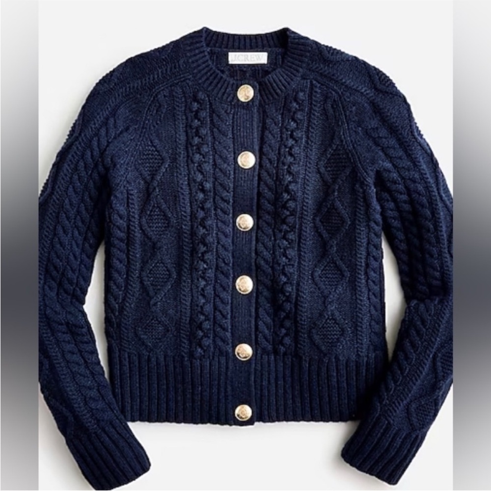 J. Crew Navy Cable Knit Cardigan